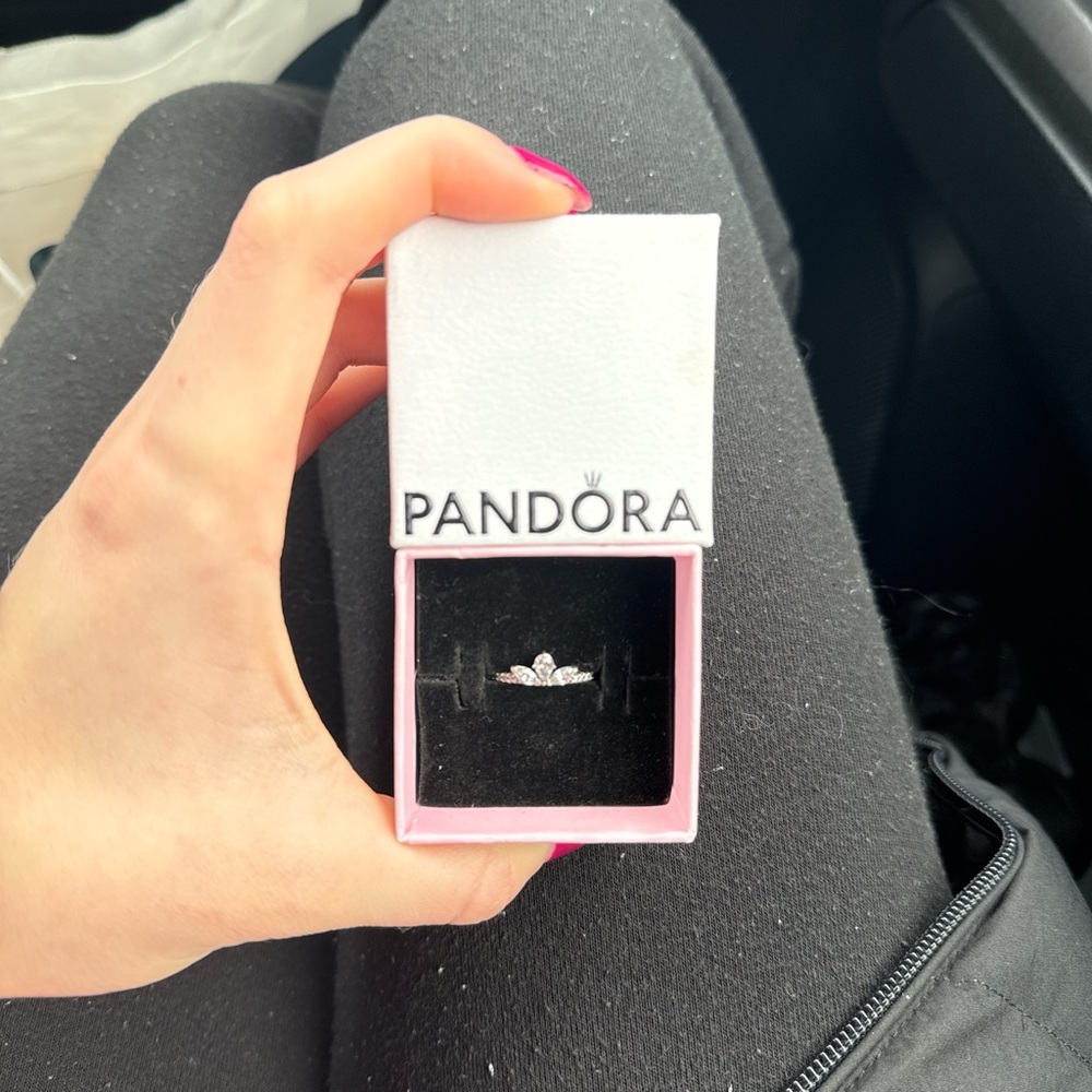 Pandora Silver Ring with Sparkling Accents size 7